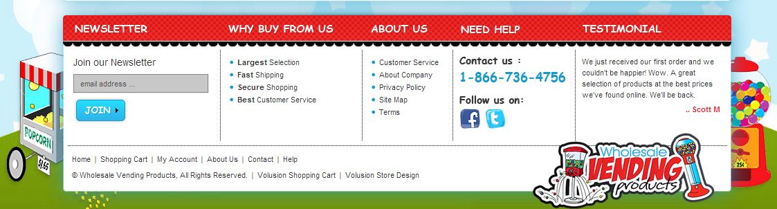 Custom Volusion Store Footer