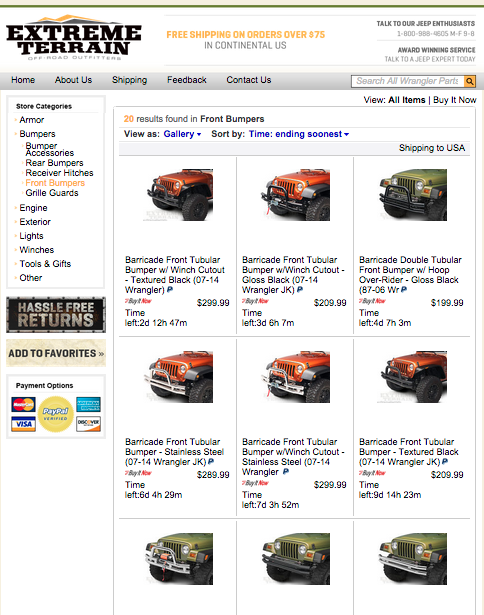 eBay category pages