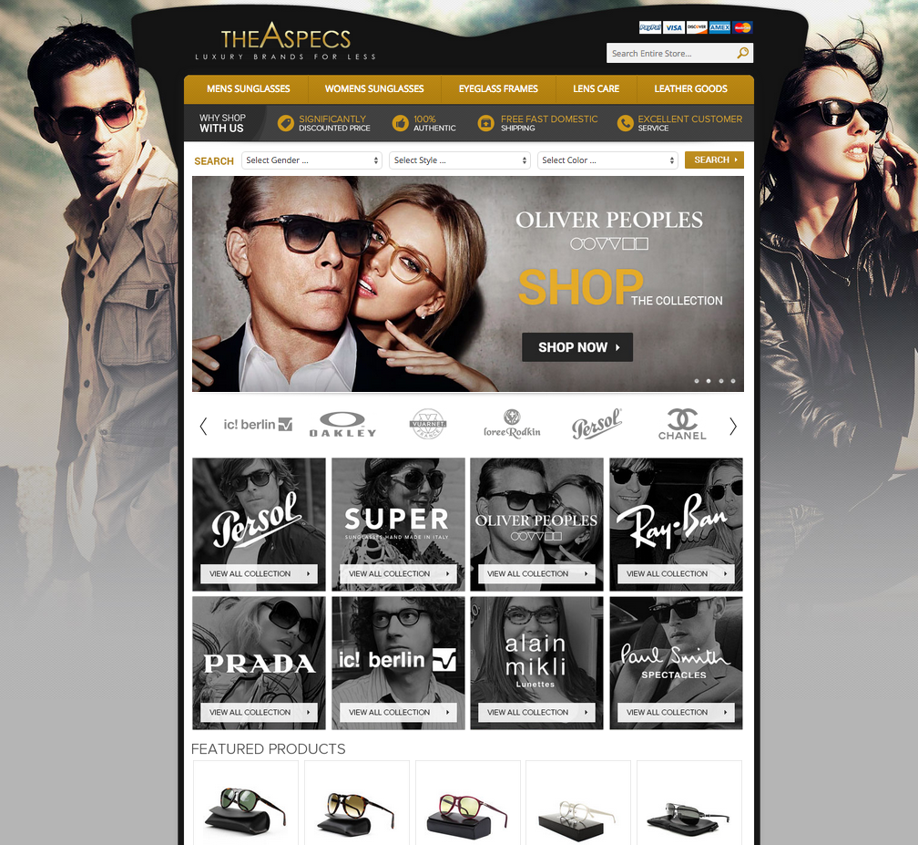 The Aspecs boosted sales to their luxury store with their new eBay store design from OCDesignsonline