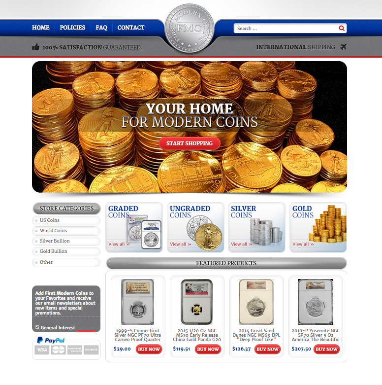 First Modern Coins eBay design from OCDesignsonline