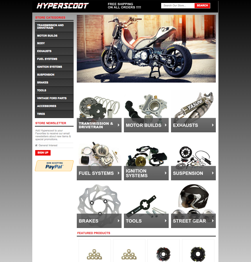 Hyperscoot's new eBay storefront design