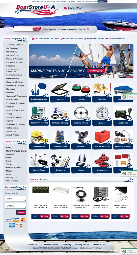 Custom boating store designs on BigCommerce