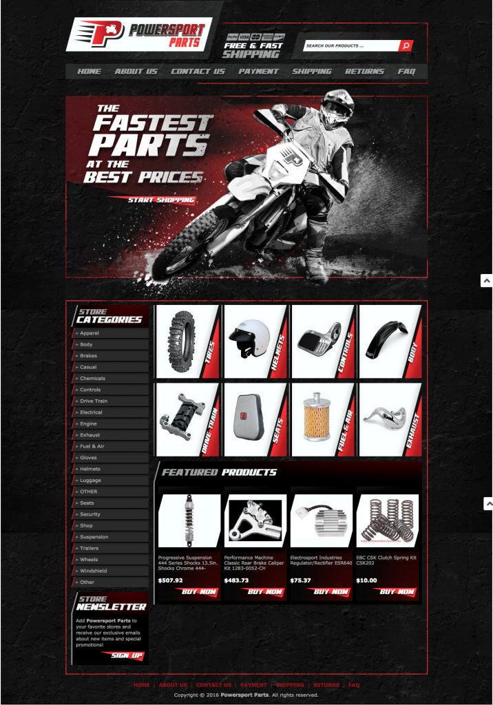 Powersports on eBay and their custom HTML store design