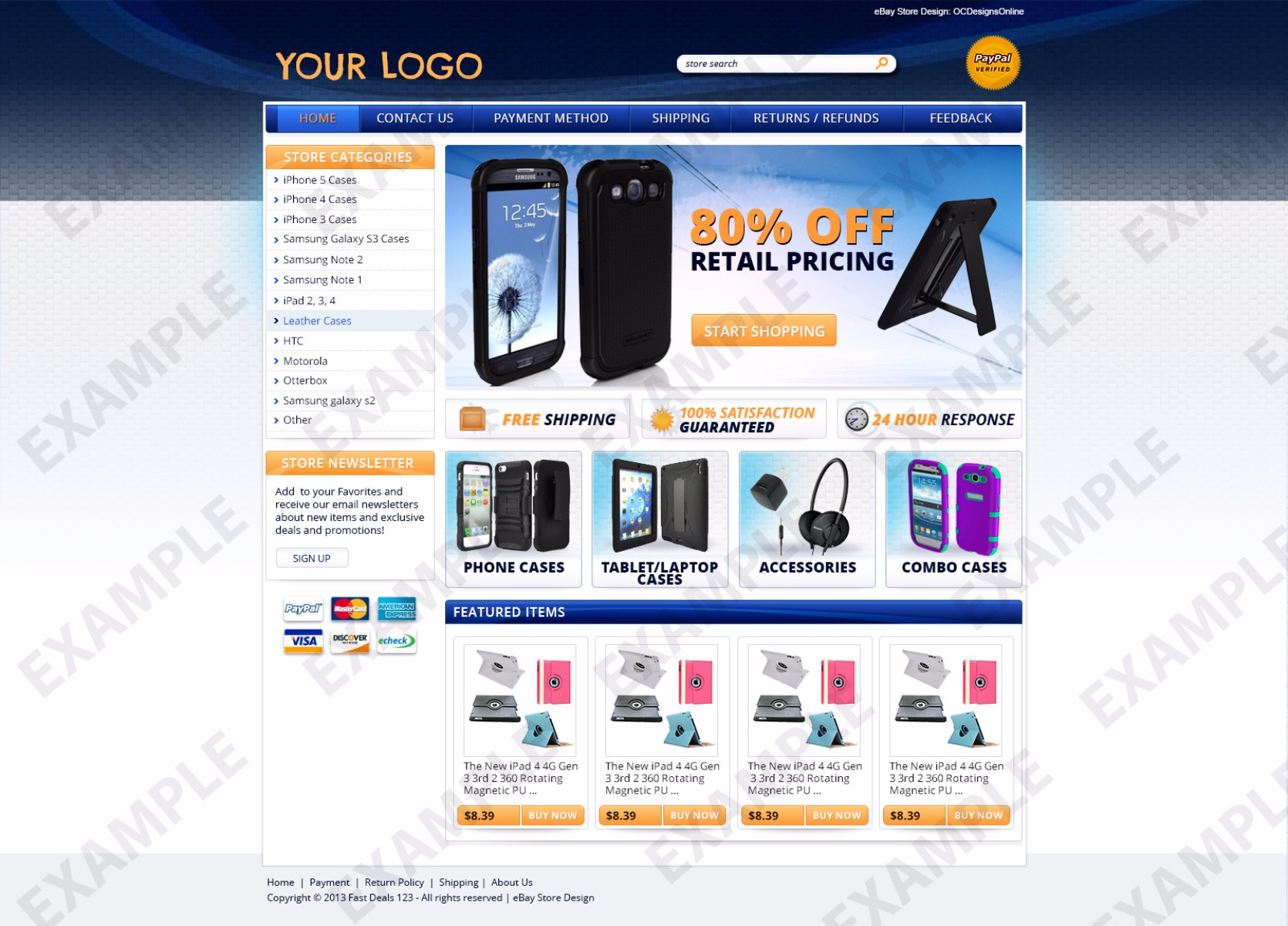 Twinte store design #1287 — premade eBay design for cell phones