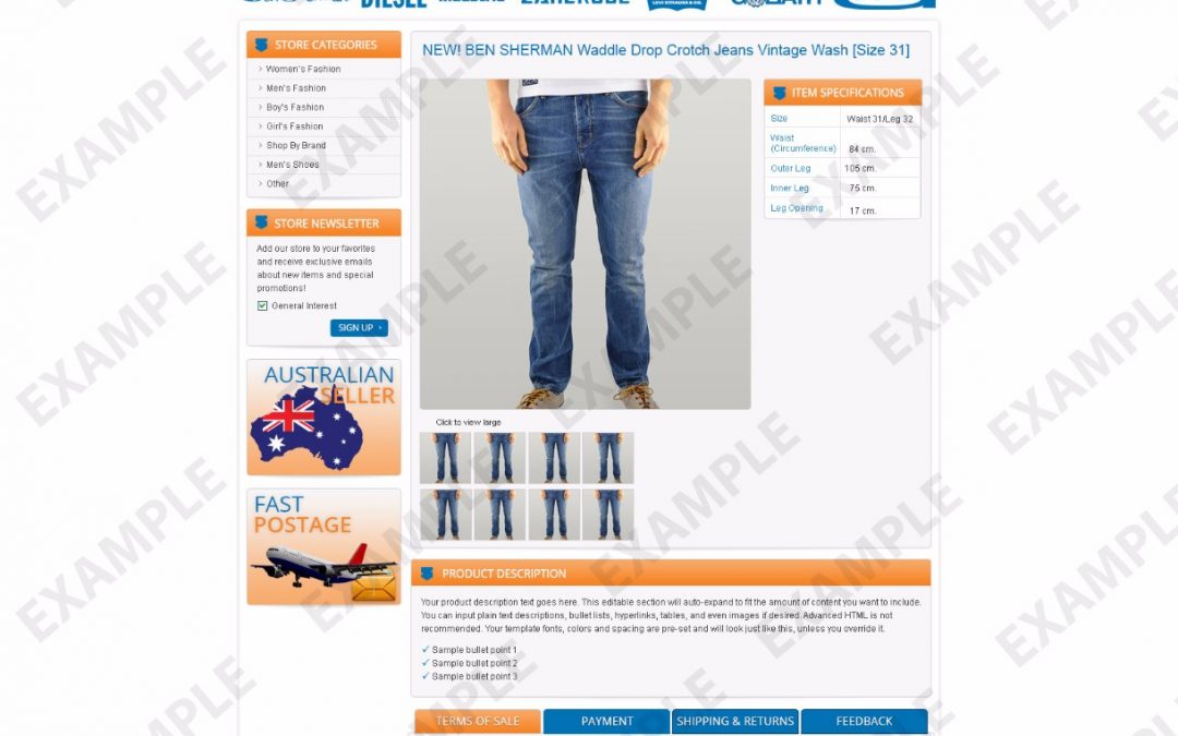 Flashbox eBay Template (Apparel & Shoes Theme 1309)