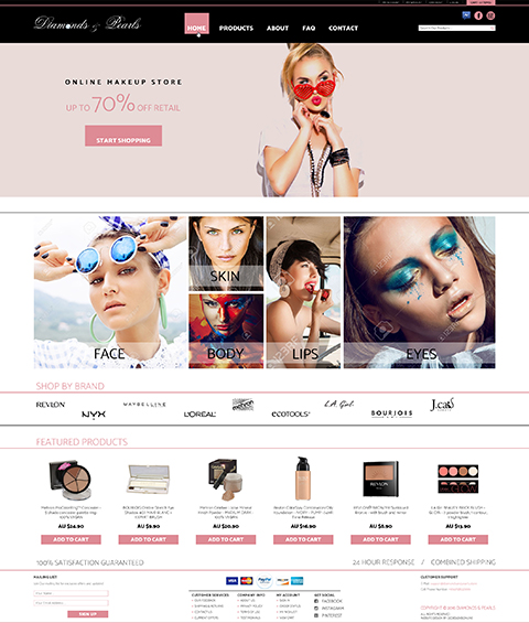 Diamonds & Pearls Shopify theme — premade eBay design preview