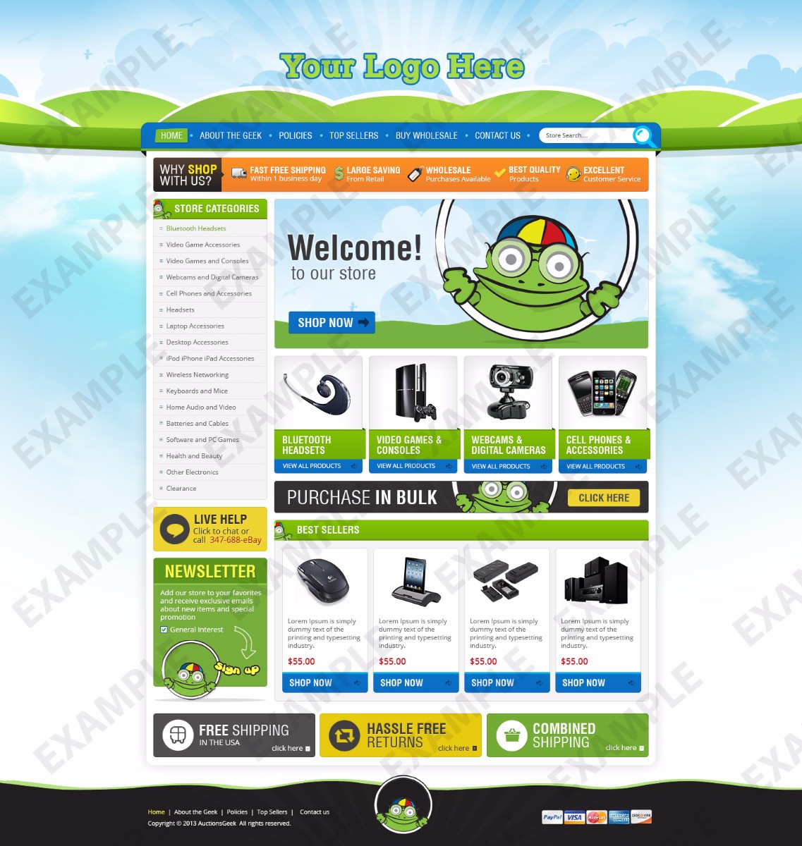 Digicat store design #1205 — premade eBay design for any industry
