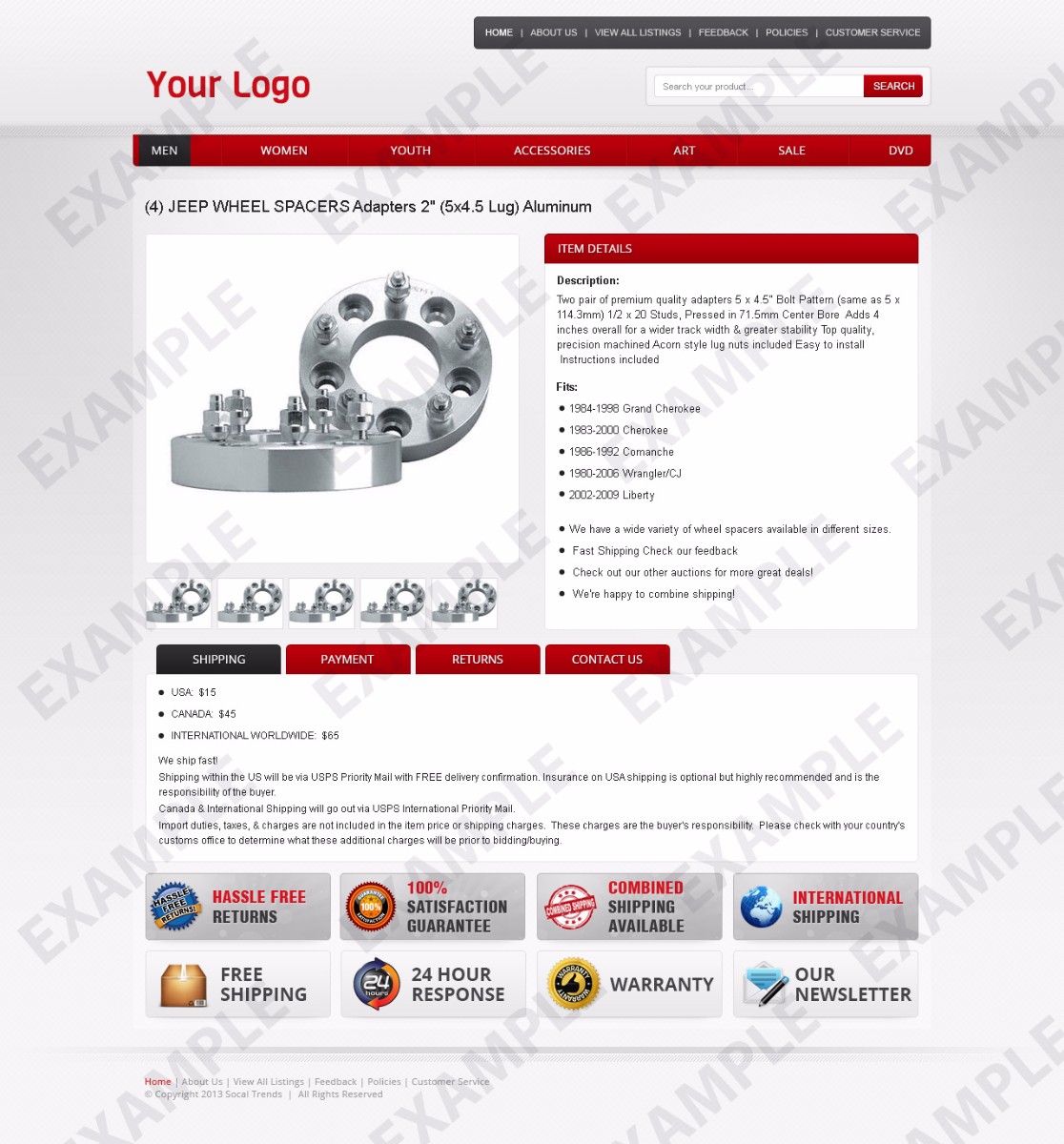 Skipshots listing template #1207 — premade eBay design for any industry