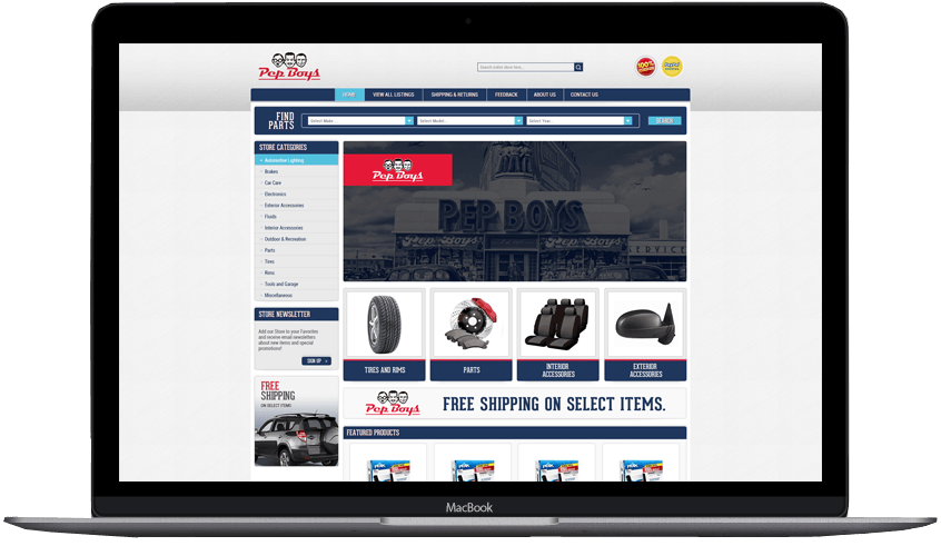 Portfolio Pep Boys Custom eBay store design