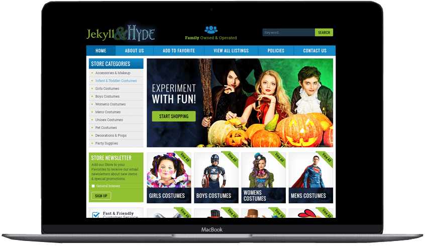 Portfolio Jekyll Hyde custom ebay store front and template