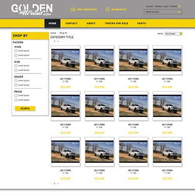 Golden Offroad Shopify category page