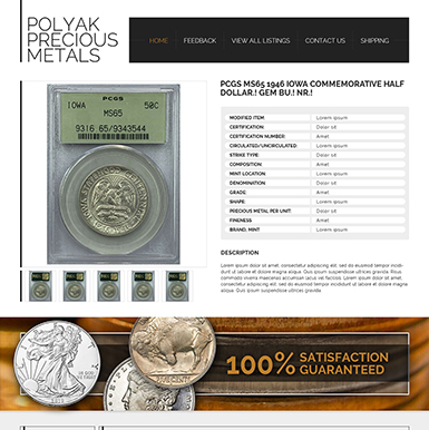 Polyak Precious Metals eBay listing template design