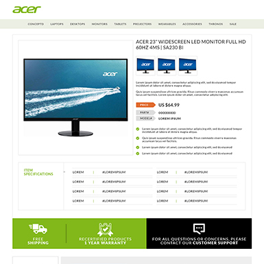 Acer eBay Listing template