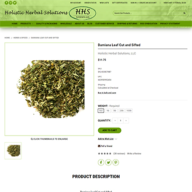 Holis Herb Bigcommerce Product page