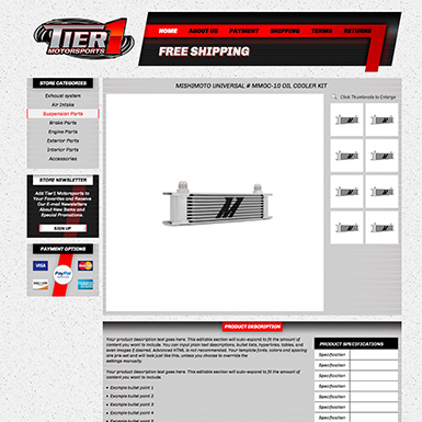 Tier 1 Motorsports ebay listing template design