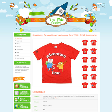 The Kids Outlet ebay listing template design