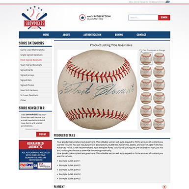Showpieces Sports ebay listing template design