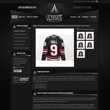 Ultimate Autographs ebay listing template design