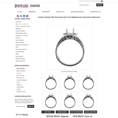 Jewelry By David eBay listing template design