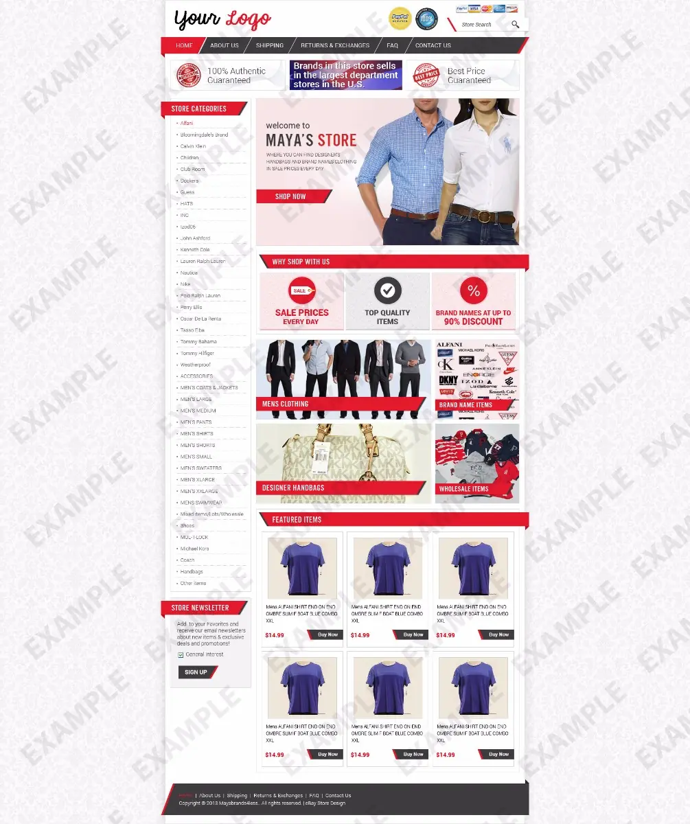 Plape premade eBay store design #1274 for apparel & shoes