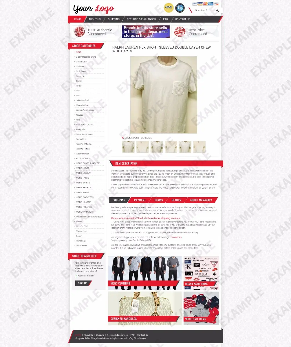 Plape premade eBay listing template #1274 for apparel & shoes