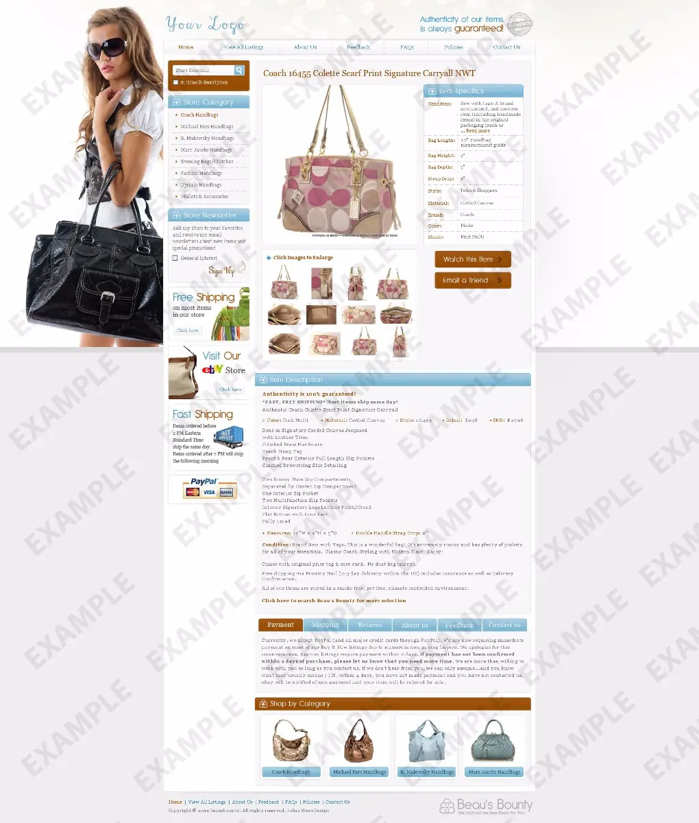 Rifffire premade eBay listing template #1244 for apparel & shoes