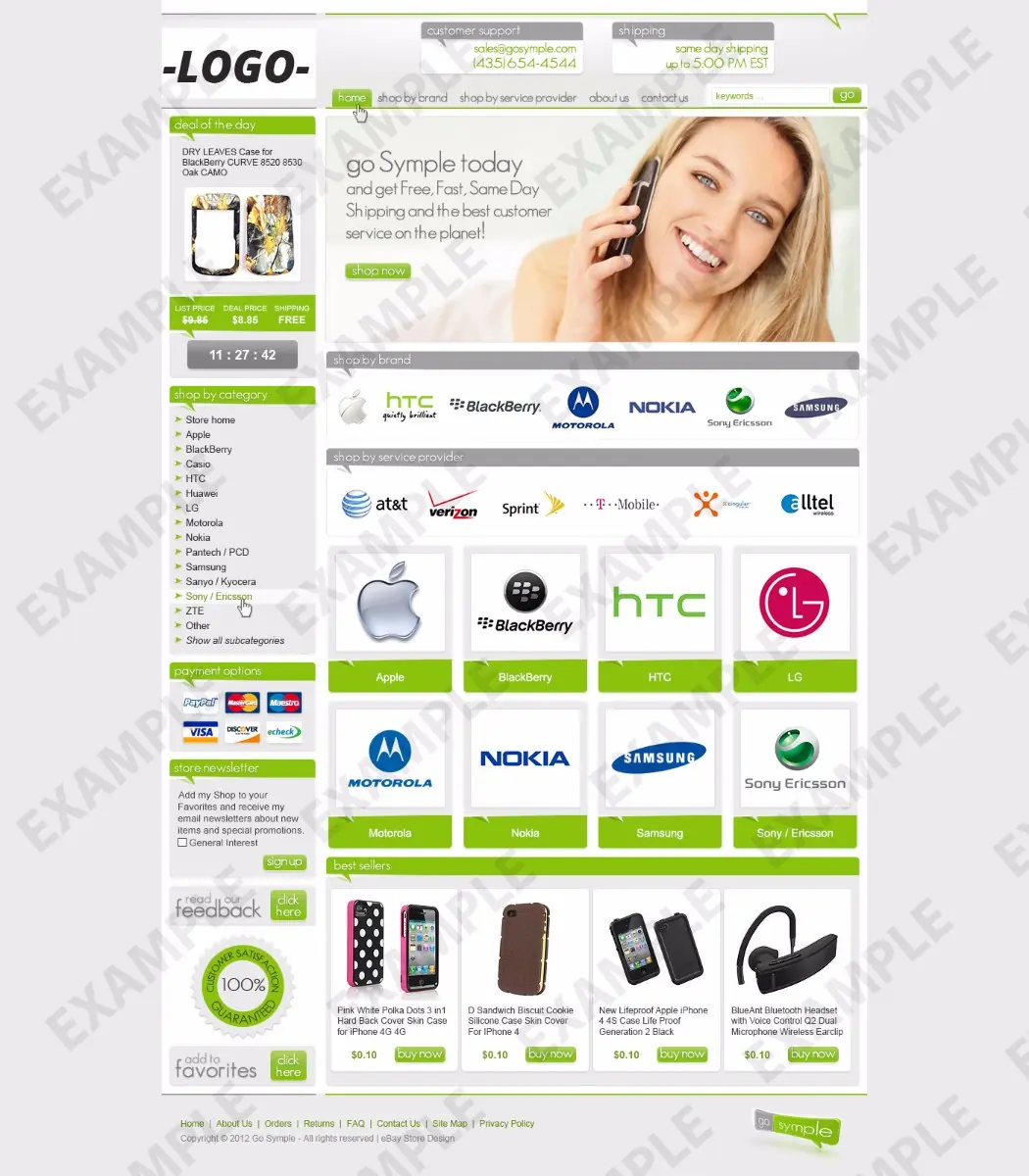 FiveXS premade eBay store design #1213 for cell phones