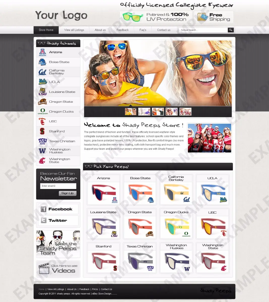Avaxo premade eBay store design #1251 for sunglasses & bags