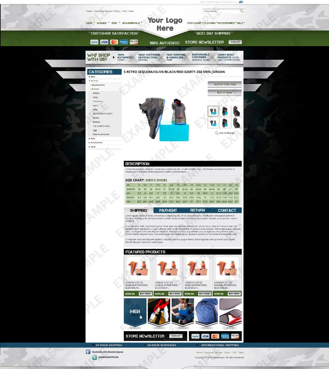 Jumpcast premade eBay listing template #1314 for apparel & shoes