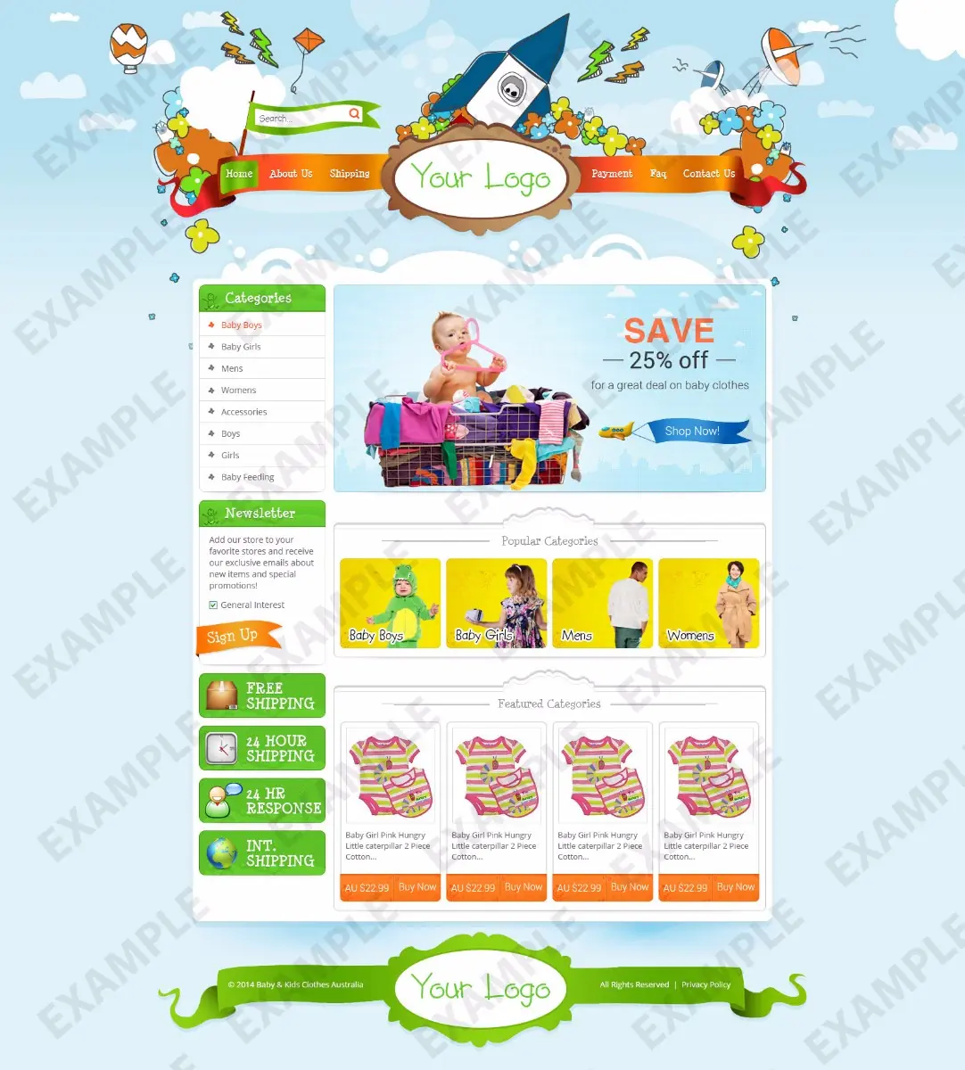 Feedcast premade eBay store design #1229 for kids