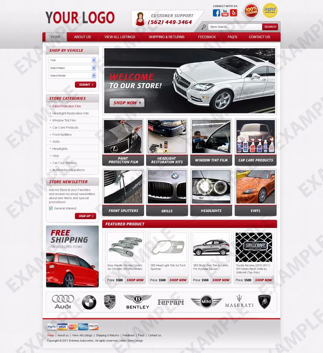 Quixo premade eBay store design #1258 for automotive