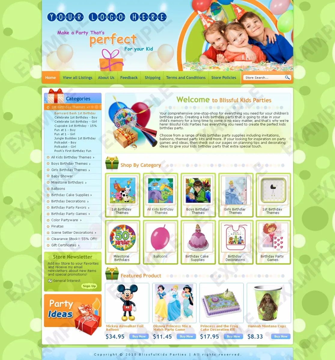 Fazu premade eBay store design #1296 for kids