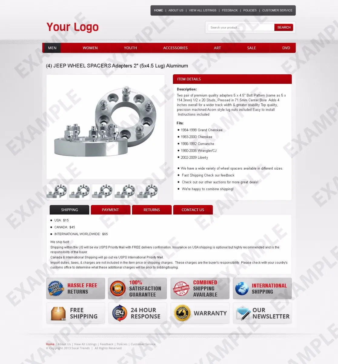 Skipshots premade eBay listing template #1207 for any industry