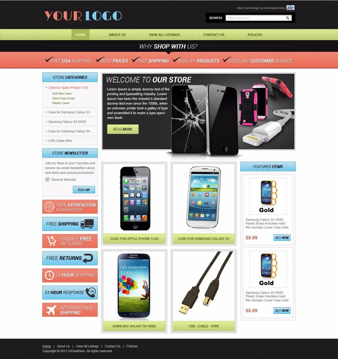Jabbertype premade eBay store design #1333 for cell phones