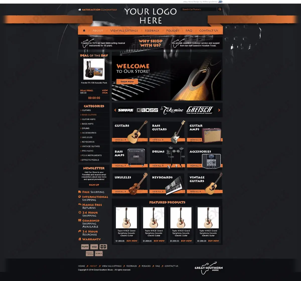Jetspan premade eBay store design #1211 for music