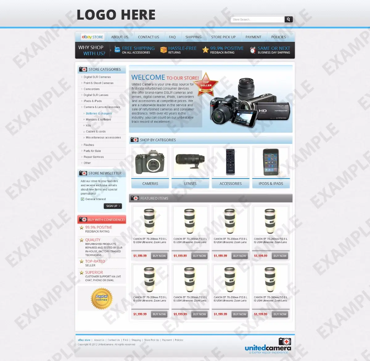 Avavee premade eBay store design #1212 for electronics & cameras