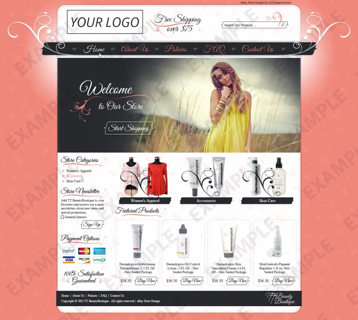 Myify premade eBay store design #1221 for beauty