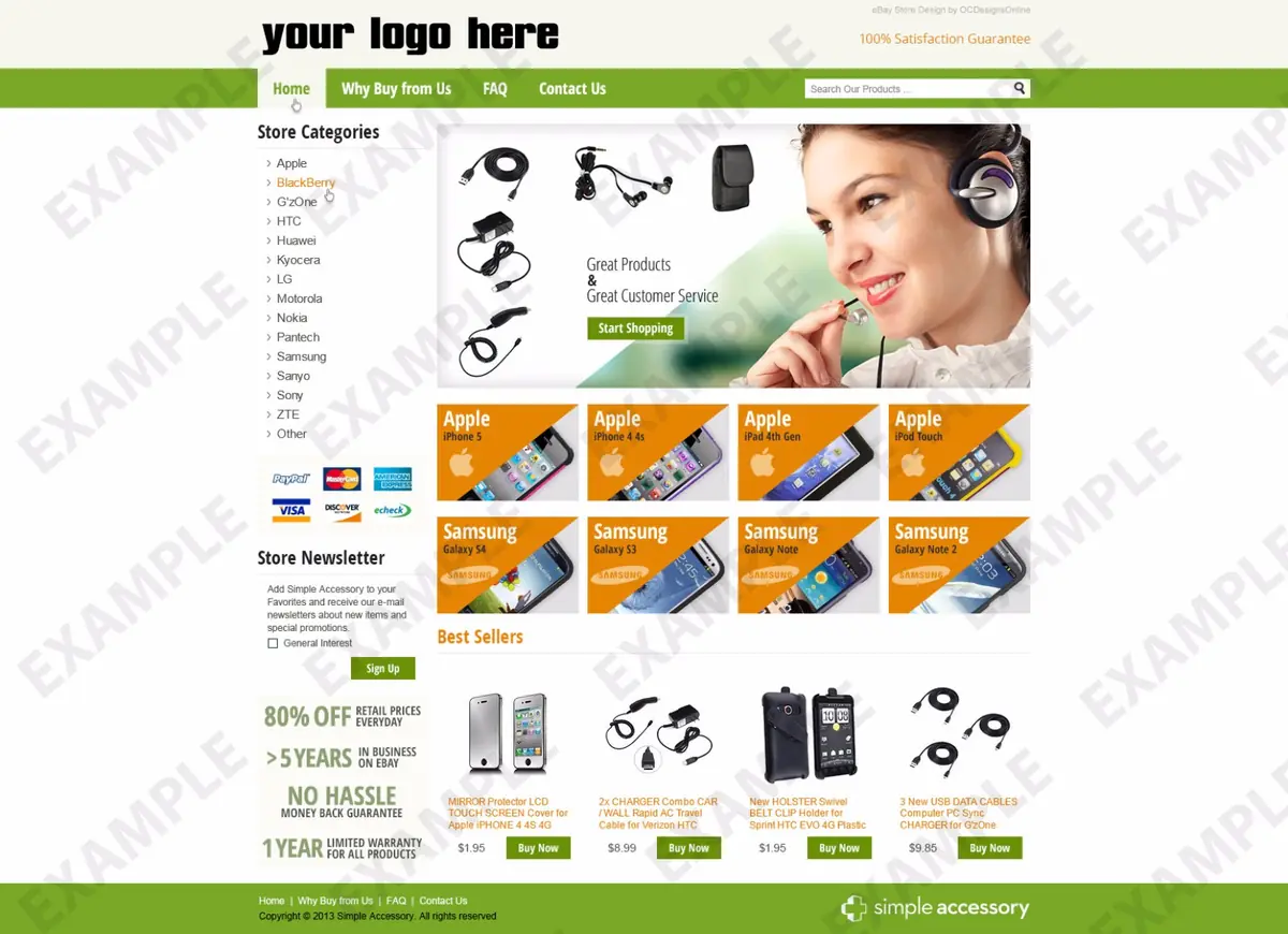 Blogvine premade eBay store design #1222 for cell phones
