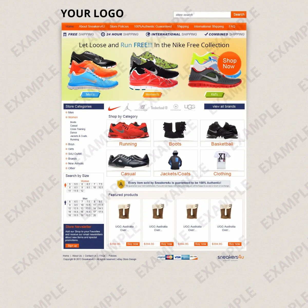 Teklinks premade eBay store design #1232 for apparel & shoes