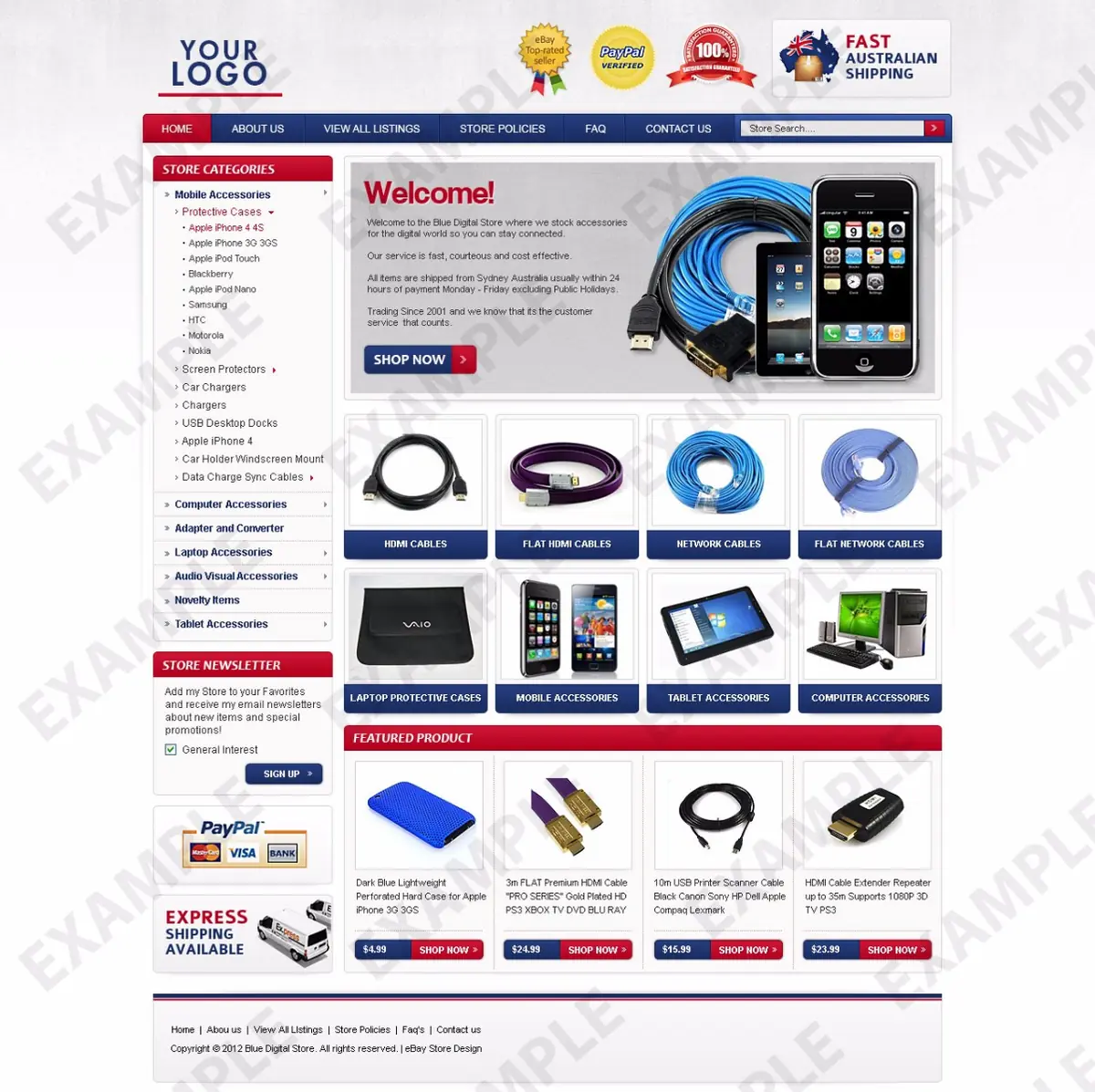 Fivedrive premade eBay store design #1243 for electronics & cameras