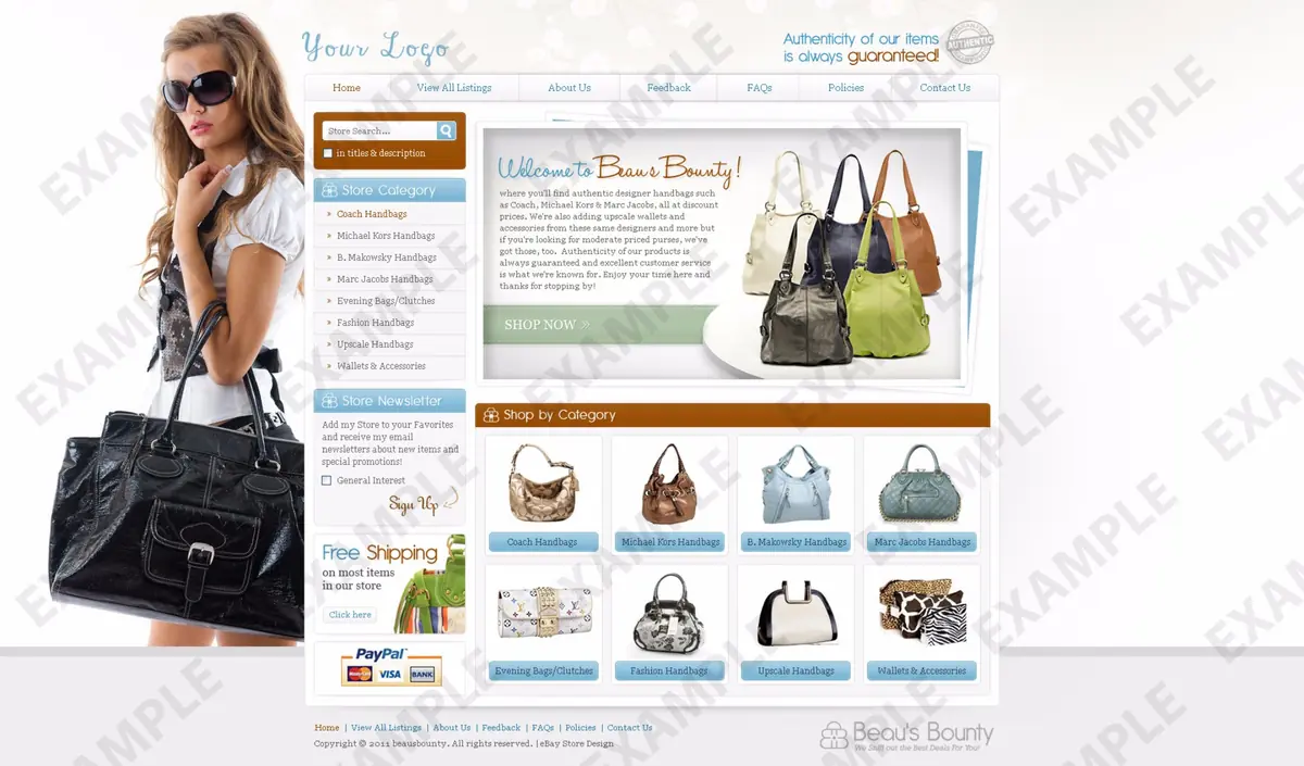 Rifffire premade eBay store design #1244 for apparel & shoes