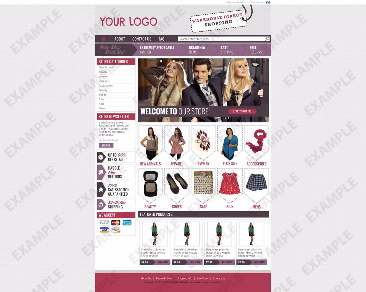 Coginte premade eBay store design #1245 for apparel & shoes