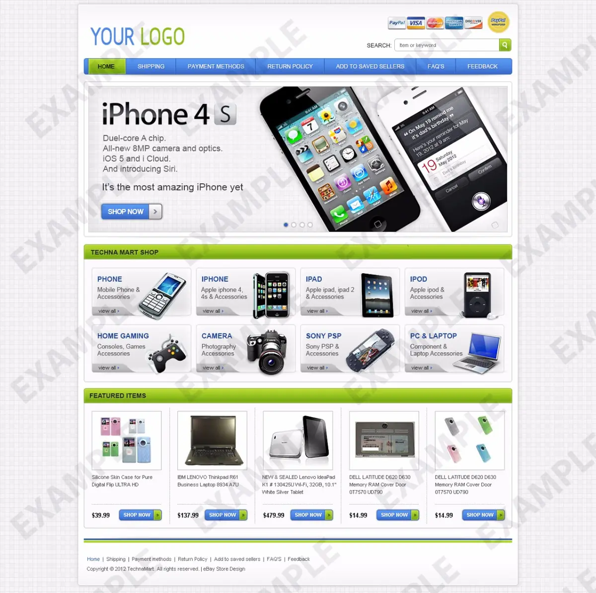Zante premade eBay store design #1260 for cell phones