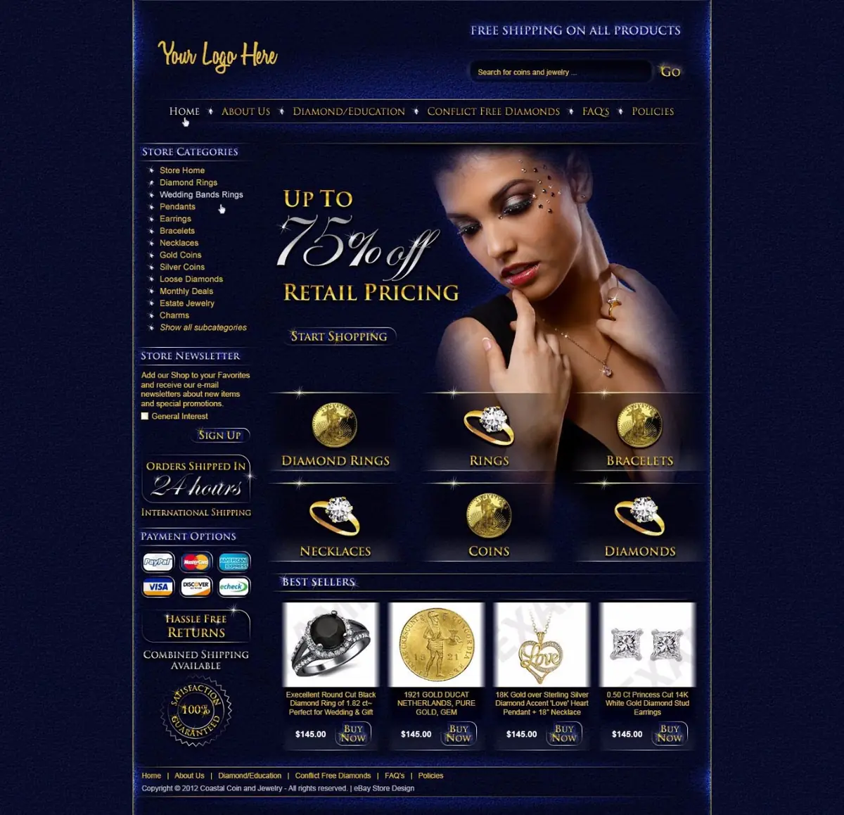 Myzio premade eBay store design #1264 for jewelry & watches