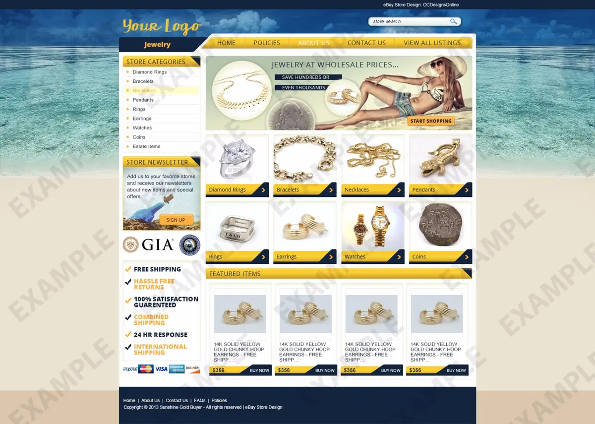 Livemix premade eBay store design #1270 for jewelry & watches