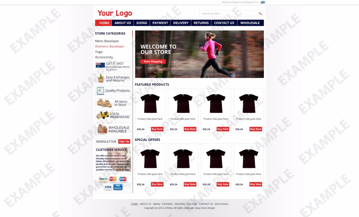 Photozone premade eBay store design #1284 for apparel & shoes