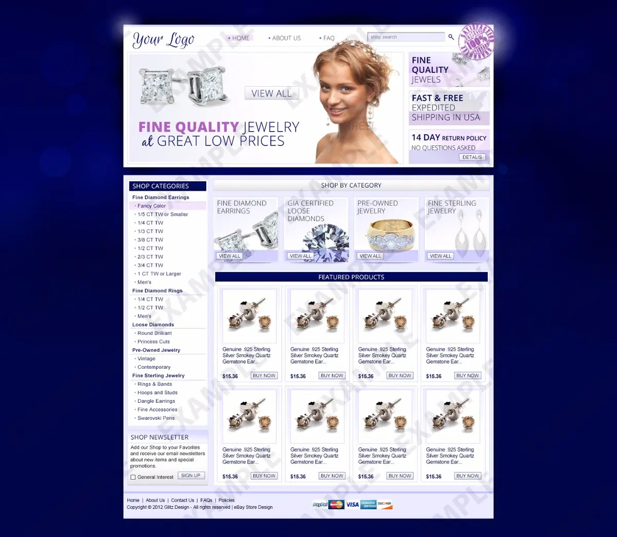 Babblebird premade eBay store design #1294 for jewelry & watches