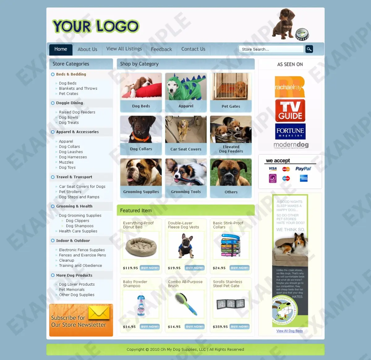 Realbird premade eBay store design #1300 for pets