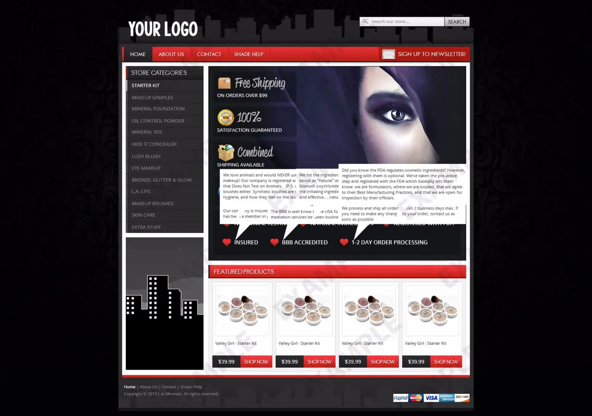 Bluepath premade eBay store design #1302 for beauty