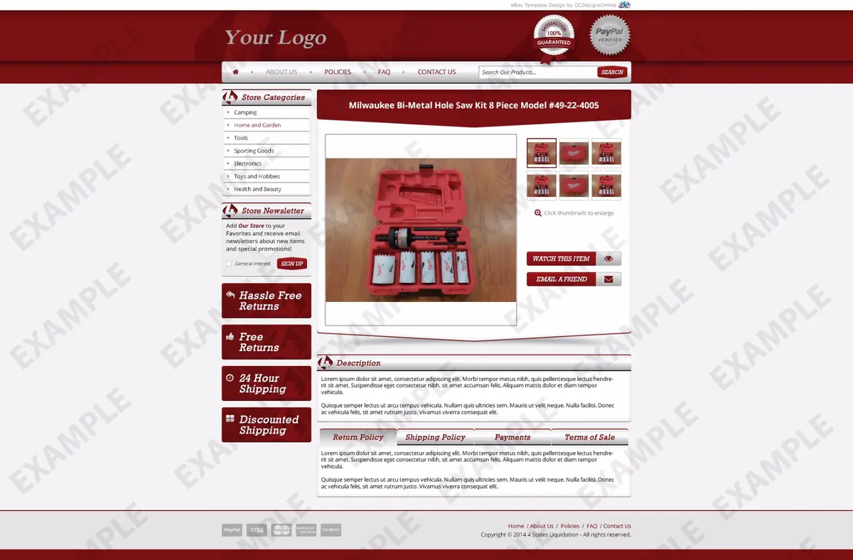 Wordbridge premade eBay listing template #1306 for home & garden